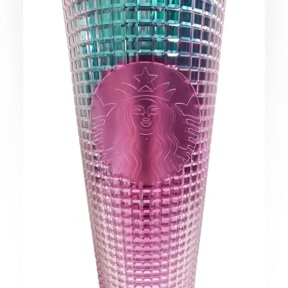 Starbucks 2021 Summer Pink and Blue Grid Kaleidoscope 24 oz Venti Tumbler - Picture 1 of 4
